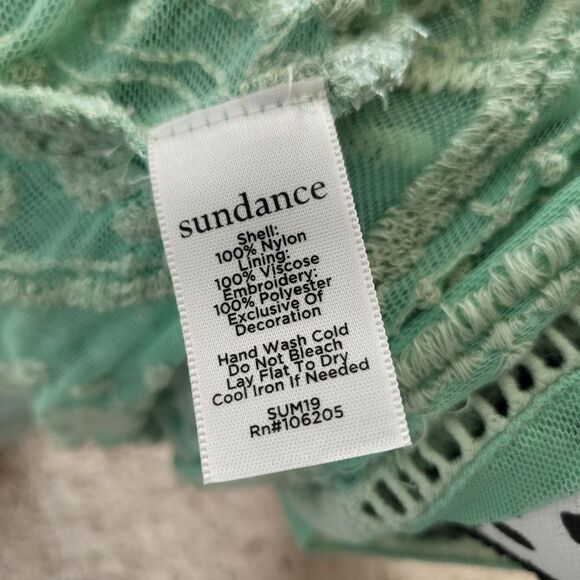 SUNDANCE Green Embroidered Mesh Lace Lined Tank Top Size Medium - Picture 8 of 10